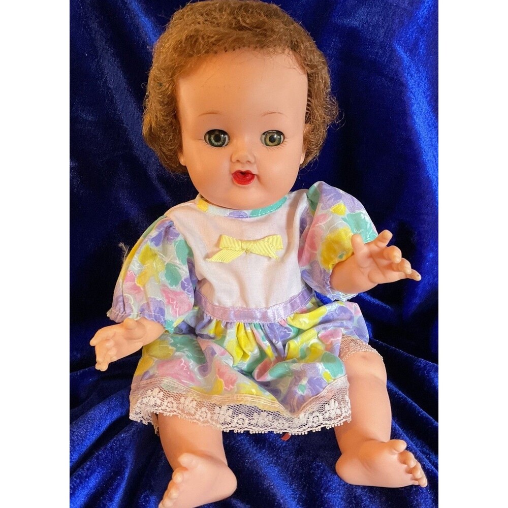 VTG 1950s Ideal Betsy Wetsy 13" Baby Doll VW-2 Sleep Eye Rooted Hair W/Outfit